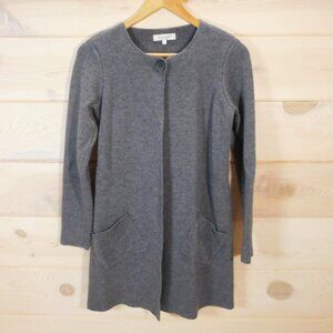 Cocogio Women M Cardigan Sweater Gray Merino Wool Blend One-Button Italy Pockets